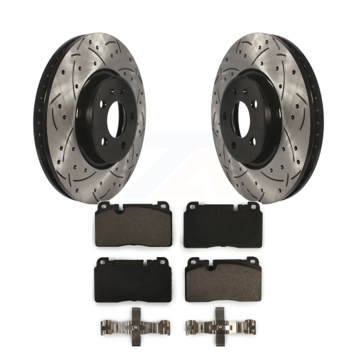 TRANSIT AUTO  Front Coated Drilled Slotted Disc Brake Rotors And Ceramic Pads Kit for Audi Q5 Kdt-100153