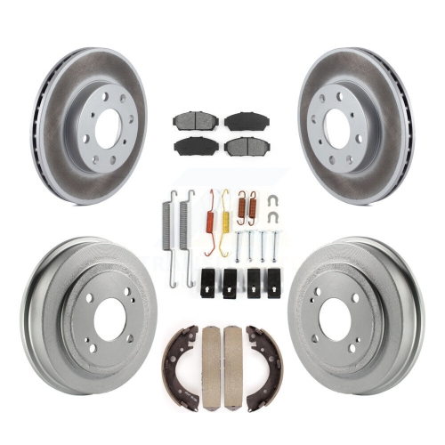 Front Rear Coated Disc Brake Rotors Semi-Metallic Pads And Drum Kit For Honda Civic KGS-101533