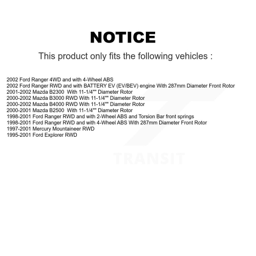 Disques de frein avant Semi-métalliques Kit de plaquettes pour Ford Ranger Explorer Mazda B4000 B3000 B2300 K8F-100677