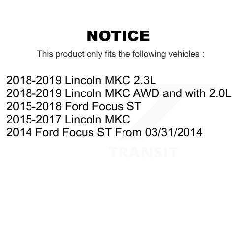 Front Coated Disc Brake Rotors And Ceramic Pads Kit For Ford Focus Lincoln MKC KGA-100349