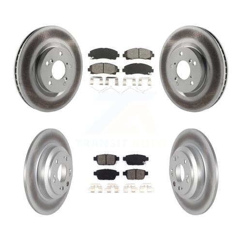 TRANSIT AUTO  Front Rear Coated Disc Brake Rotors And Semi-Metallic Pads Kit for 2009-2014 Acura Tl Kgs-101040