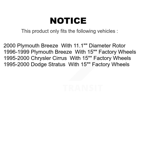 Kit de plaquettes semi-métalliques pour disque de frein avant Chrysler Cirrus Dodge Stratus Plymouth Breeze K8S-100189