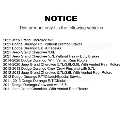 Disques de frein arrière et plaquettes semi-métalliques pour Jeep Grand Cherokee Dodge Durango WK K8F-101676