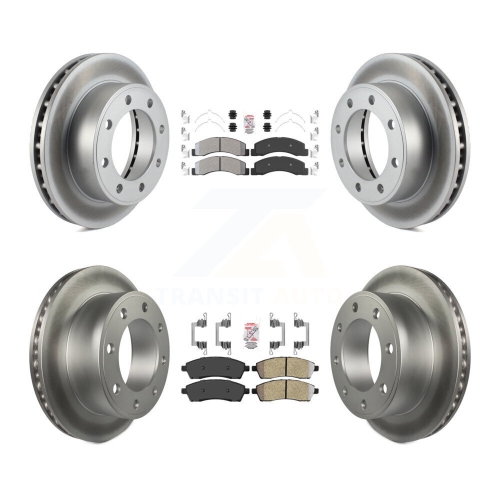 Front Rear Semi-Metallic Pad Coat Brake Rotor Kit For Ford F-250 Super Duty Excursion 4WD KGA-102837