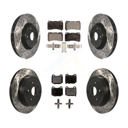 TRANSIT AUTO  Front Rear Drilled Slot Disc Brake Rotor Semi-Metallic Pad Kit for Subaru Impreza Wrx Sti Kdf-100283
