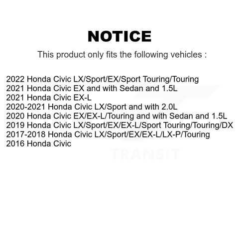 Disques de frein arrière et plaquettes en céramique pour Honda Civic K8T-102105