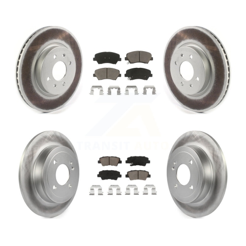 Front Rear Coated Disc Brake Rotors And Ceramic Pads Kit For Kia Rio KGC-100777