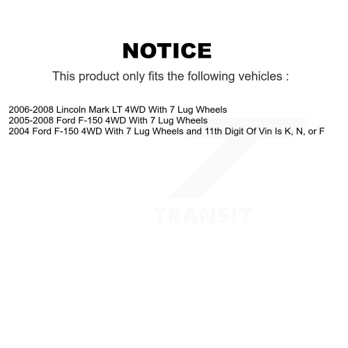 Front Rear Semi-Metallic Pad And Disc Brake Rotors Kit For Ford F-150 Lincoln Mark LT 4WD K8A-106382