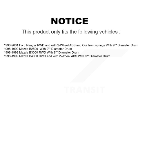 Front Rear Brake Rotor Semi-Metallic Pad Drum Kit For Ford Ranger Mazda B4000 B3000 B2500 K8F-103393