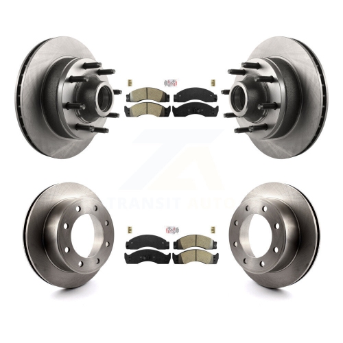Front Rear Semi-Metallic Pad Disc Brake Rotor Hub Kit For Ford E-450 Econoline Super Duty K8A-105883