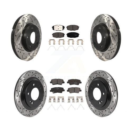 Front Rear Drill Slot Disc Brake Rotors Ceramic Pad Kit For Kia Forte5 Hyundai Elantra GT KDT-100868