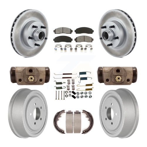 Front Rear Coated Brake Rotors Semi-Metallic Pad Drum Kit For 06-09 Ford Ranger RWD KGS-102126