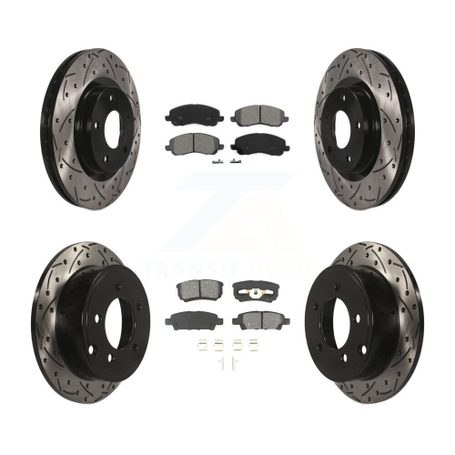 Front Rear Drilled Slot Brake Rotors Semi-Metallic Pad Kit For Jeep Patriot Compass Dodge KDS-100233