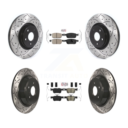 Front Ceramic Rear Semi-Metallic Pad Coat Drill Slot Disc Brake Rotor Kit For Lincoln MKC KDA-101557