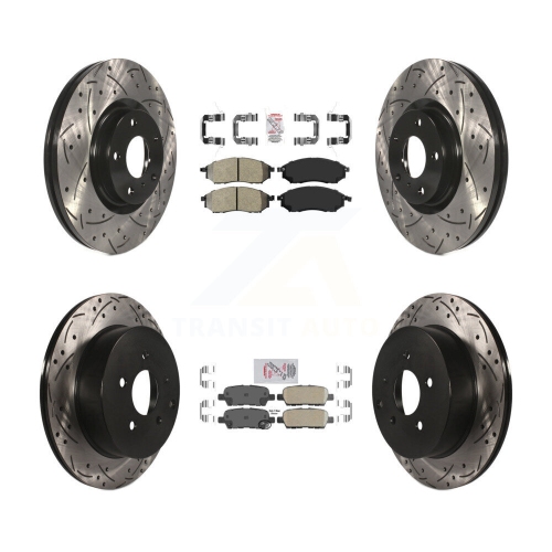 Image 1 of 10.. Front Semi-Metallic Rear Ceramic Pad Drill Slot Brake Rotor Kit For INFINITI M37 M56 M35h KDA-102649
