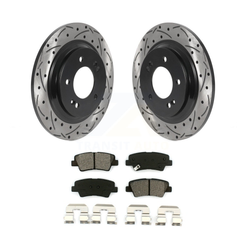 Rear Coated Drilled Slot Disc Brake Rotors Semi-Metallic Pad Kit For Hyundai Sonata Azera KDS-100821