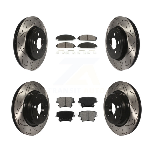 Rotor de frein à disque perforé à fente à revêtement arrière et ensemble de plaquettes semi-métalliques pour Dodge charger KDS-100230