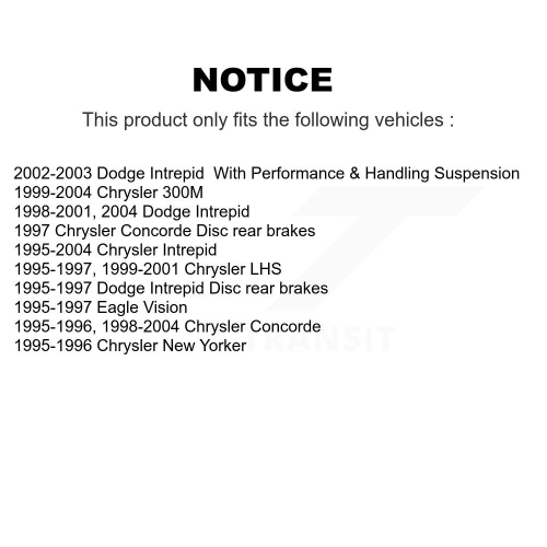 Kit de plaquettes en céramique pour disques de frein arrière pour Chrysler Intrepid Dodge Concorde 300&nbsp;M LHS Eagle Nouveau K8C-101798