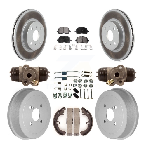Image 1 of 10.. Front Rear Coated Disc Brake Rotors Ceramic Pad Drum Kit For Toyota Corolla Non-ABS KGT-101860