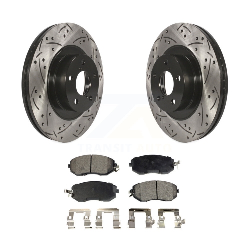 Image 1 of 10.. Front Drill Slot Brake Rotor Ceramic Pad Kit For Subaru Forester Impreza XV Crosstrek BRZ KDT-100075