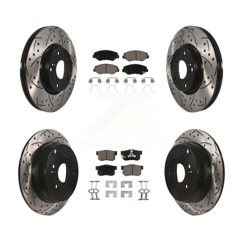 Image 1 of 10.. Front Rear Coated Drilled Slot Disc Brake Rotors Ceramic Pad Kit For 2005-2006 Honda CR-V KDC-100611