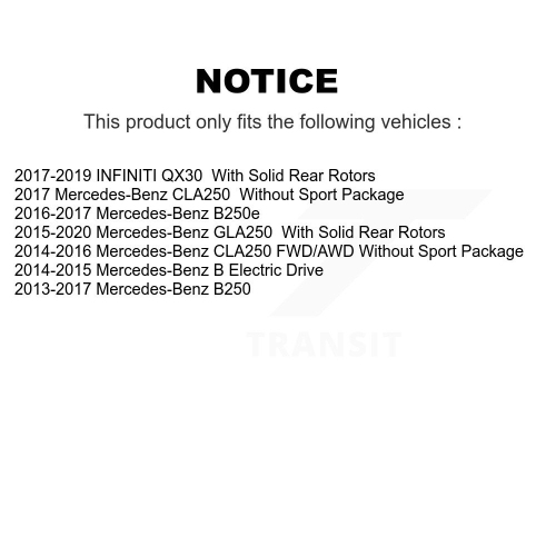 Kit de plaquettes en céramique pour disques de frein arrière pour Mercedes-Benz GLA250 CLA250 B250 INFINITI QX30 KGT-101656
