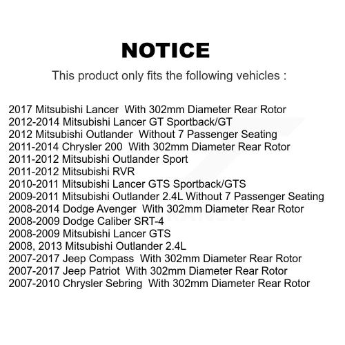 Ensemble de plaquettes en céramique pour disque de frein à fente percée arrière pour Jeep Mitsubishi Patriot Lancer Chrysler KDA-101967