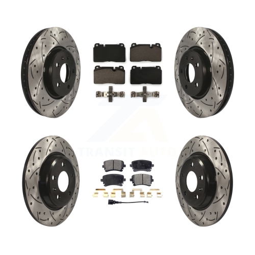 Disques de frein à disque à fente pour perceuse à l'avant et à l'arrière, ensemble de plaquettes en céramique pour 2016 Audi Q5 FLEX Engine KDT-100674