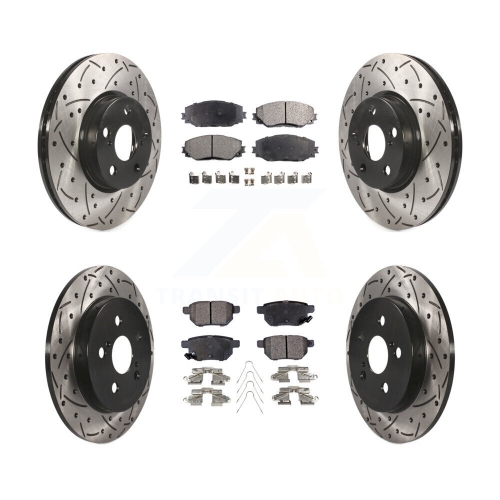 Image 1 of 10.. Front Rear Drill Slot Brake Rotors Ceramic Pad Kit For Toyota Corolla Matrix Pontiac Vibe KDT-100342