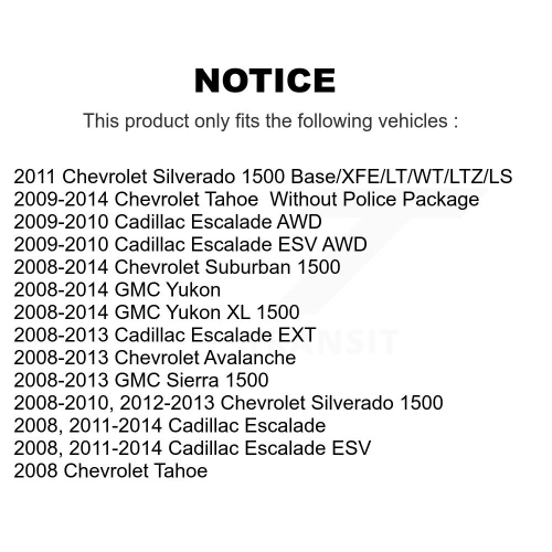 Ensemble de plaquettes en céramique pour disque de frein arrière avant pour Chevrolet GMC Sierra 1500 Silverado Tahoe KGC-101393
