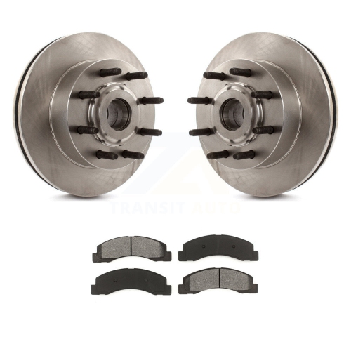 Front Disc Brake Rotor Hub Assembly And Semi-Metallic Pad Kit For 2005 Ford Excursion RWD K8S-100725