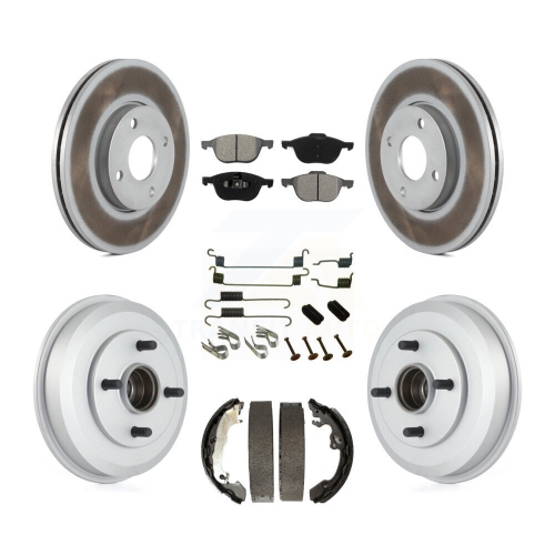 Front Rear Coated Disc Brake Rotors Semi-Metallic Pads And Drum Kit For Ford Focus KGS-101606