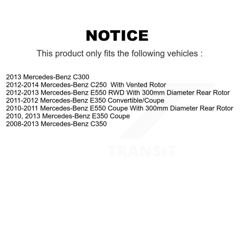 Rear Disc Brake Rotors & Semi-Metallic Pad Kit For Mercedes-Benz C300 C350 E350 C250 E550 K8F-101953
