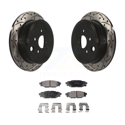 Rear Drilled Slot Brake Rotors Ceramic Pad Kit For Subaru Impreza Forester Outback Legacy KDT-100516