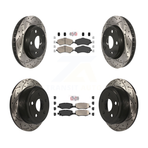 Front Rear Ceramic Pad & Coated Drilled Slotted Disc Brake Rotor Kit For Jeep Wrangler JK KDA
