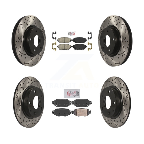Front Rear Ceramic Pad Coat Drill Slot Disc Brake Rotors Kit For 2019-2022 Mazda CX-3 AWD KDA-101414