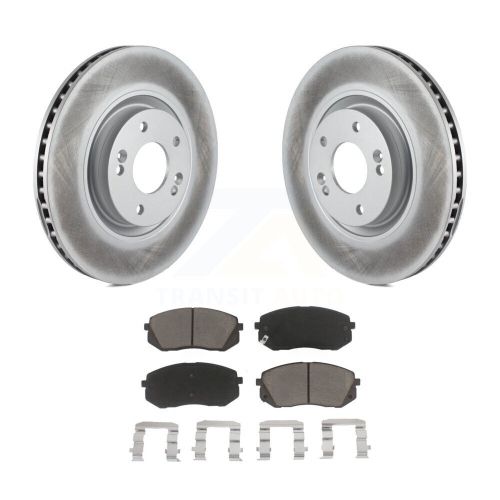 Image 1 of 10.. Front Coated Disc Brake Rotors And Ceramic Pads Kit For Hyundai Tucson Sonata Kia Cadenza KGC-100352