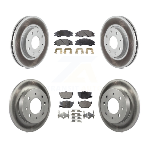 Image 1 of 10.. Front Rear Coated Disc Brake Rotors And Ceramic Pads Kit For Kia Spectra Spectra5 KGT-100991