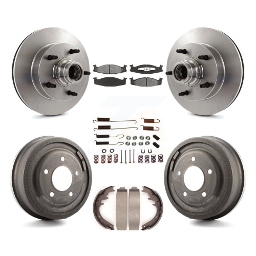 Front Rear Disc Brake Rotor Hub Semi-Metallic Pad Drum Kit For Ford E-150 Econoline K8S-102191