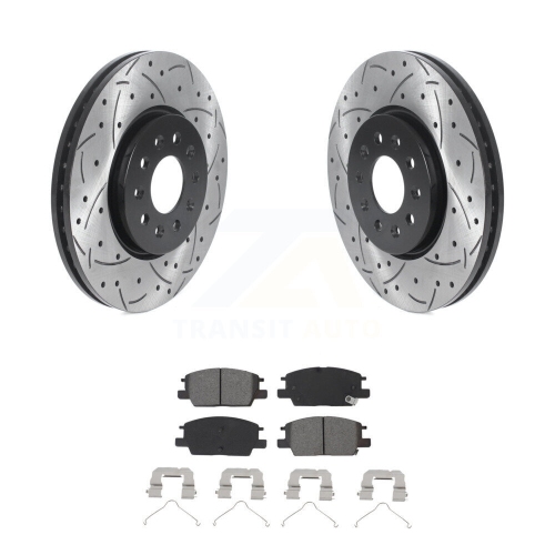 Disques de frein à disque à fente pour perceuse à revêtement avant, ensemble de plaquettes semi-métalliques pour Buick Regal Sportback KDS-100904
