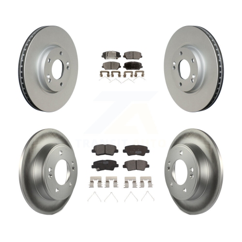 Image 1 of 10.. Front Rear Coated Disc Brake Rotors And Ceramic Pads Kit For Hyundai Veloster KGT-102143