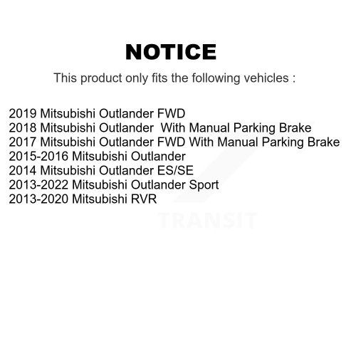 Disques de frein arrière avant et ensemble de plaquettes semi-métalliques pour Mitsubishi RVR Outlander Sport K8S-101000