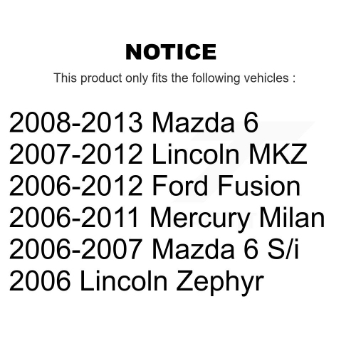 Disque de frein avant arrière et plaquettes semi-métalliques pour Ford Fusion Mazda 6 Lincoln MKZ Zephyr K8F-100884