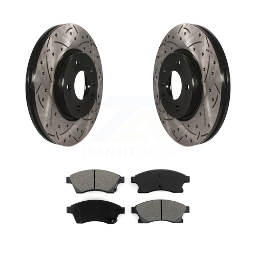 Image 1 of 10.. Front Coated Drill Slot Disc Brake Rotor Semi-Metallic Pad Kit For 2012-2013 Buick Verano KDS-100010