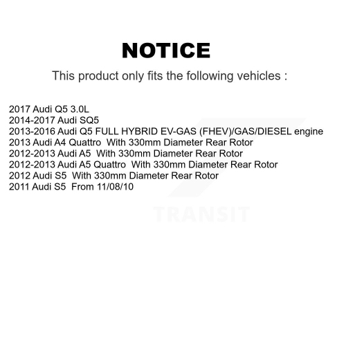 Rear Coated Disc Brake Rotors And Ceramic Pads Kit For Audi Q5 S4 A4 Quattro S5 SQ5 A5 KGC-101801