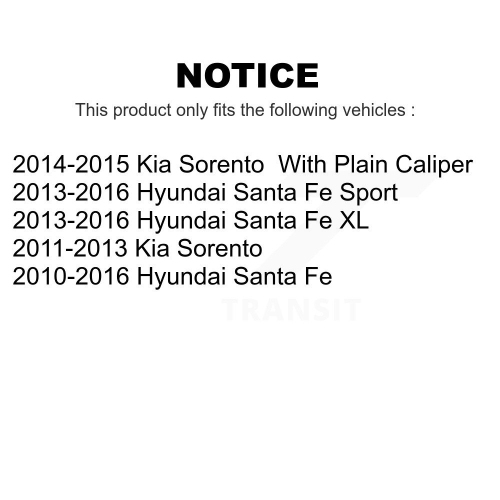 Disque de frein arrière et ensemble de plaquettes semi-métalliques pour Kia Sorento Hyundai Santa Fe Sport XL K8F-101902