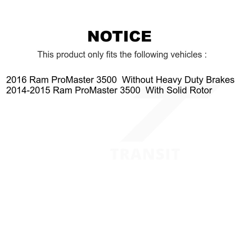 Disques de frein à disque recouverts à l'avant et plaquettes semi-métalliques pour RAM Promaster 3500 KGF-101964