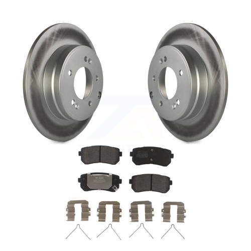 Image 1 of 10.. Rear Coated Disc Brake Rotors And Semi-Metallic Pads Kit For Hyundai Sonata Kia Optima KGF-101768