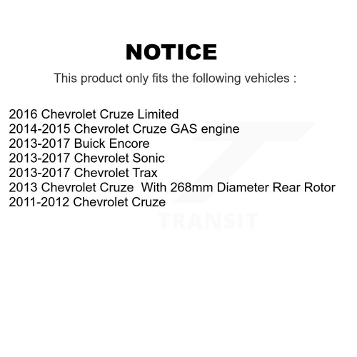 Ensemble de plaquettes en céramique pour disque de frein arrière pour Cruze Trax Buick Encore Sonic Limited K8C-101638 de Chevrolet