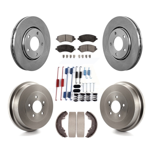 Front Rear Brake Rotors Semi-Metallic Pad Drum Kit For Dodge Caravan Grand Chrysler K8F-102302